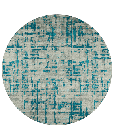 Addison Bravado Outdoor Washable Abv35 8' X 8' Round Area Rug In Teal