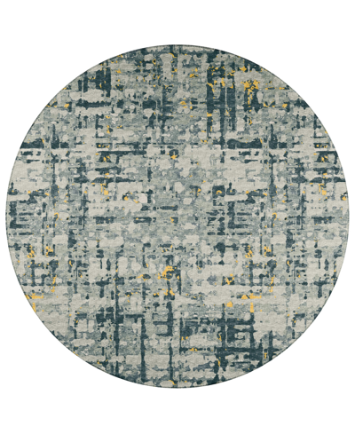 Addison Bravado Outdoor Washable Abv35 8' X 8' Round Area Rug In Maize