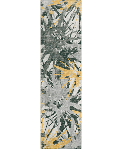 Addison Bravado Outdoor Washable Abv36 2'3" X 7'6" Runner Area Rug In Maize