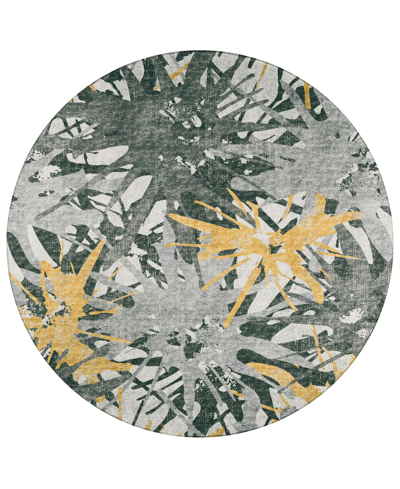Addison Bravado Outdoor Washable Abv36 8' X 8' Round Area Rug In Maize