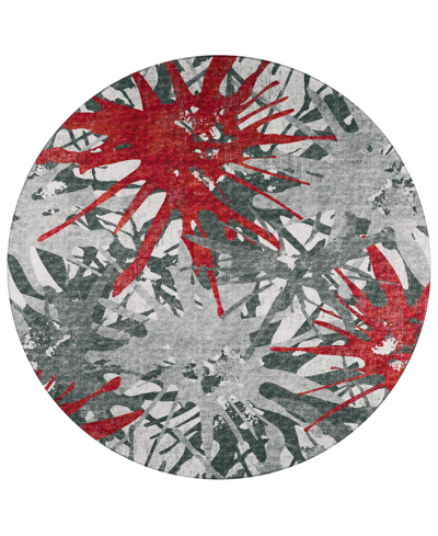 Addison Bravado Outdoor Washable Abv36 8' X 8' Round Area Rug In Red