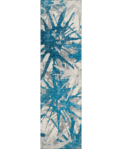Addison Bravado Outdoor Washable Abv36 2'3" X 7'6" Runner Area Rug In Blue