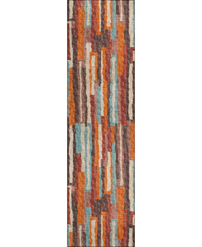 Addison Bravado Outdoor Washable Abv37 2'3" X 7'6" Runner Area Rug In Paprika