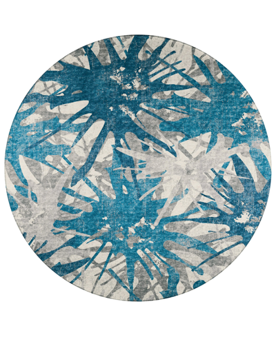 Addison Bravado Outdoor Washable Abv36 8' X 8' Round Area Rug In Blue