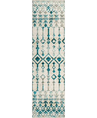 Addison Bravado Outdoor Washable Abv38 2'3" X 7'6" Runner Area Rug In Ivory