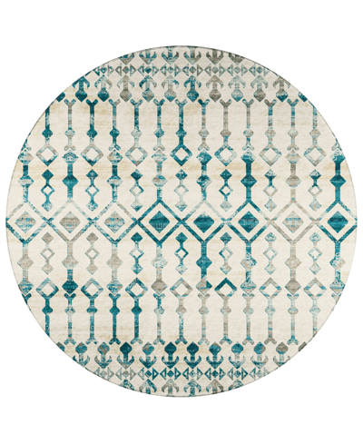 Addison Bravado Outdoor Washable Abv38 8' X 8' Round Area Rug In Ivory