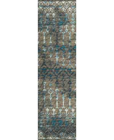 Addison Bravado Outdoor Washable Abv38 2'3" X 7'6" Runner Area Rug In Brown