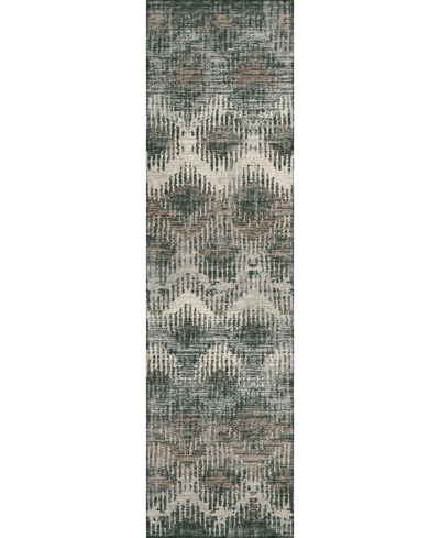 Addison Bravado Outdoor Washable Abv39 2'3" X 7'6" Runner Area Rug In Onyx