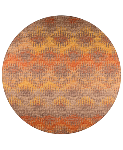 Addison Bravado Outdoor Washable Abv39 8' X 8' Round Area Rug In Saffron