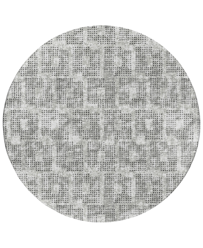 Addison Eleanor Outdoor Washable Aer31 8' X 8' Round Area Rug In Gray