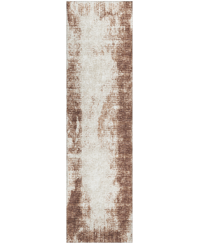 Addison Othello Outdoor Washable Aot32 2'3" X 7'6" Runner Area Rug In Brown