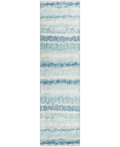 Addison Rylee Outdoor Washable Ary34 2'3" X 7'6" Runner Area Rug In Blue