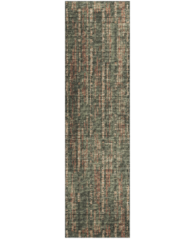 Addison Rylee Outdoor Washable Ary36 2'3" X 7'6" Runner Area Rug In Green