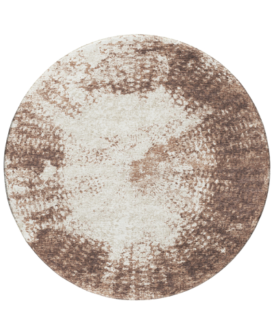 Addison Rylee Outdoor Washable Ary31 8' X 8' Round Area Rug In Brown