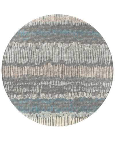 Addison Rylee Outdoor Washable Ary34 8' X 8' Round Area Rug In Gray