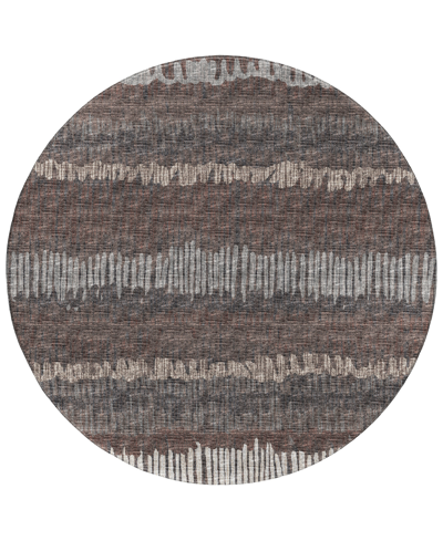 Addison Rylee Outdoor Washable Ary34 8' X 8' Round Area Rug In Brown
