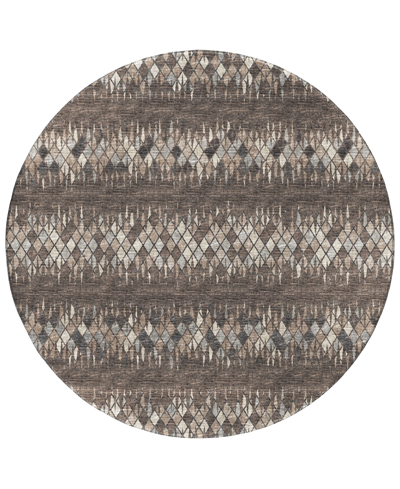 Addison Rylee Outdoor Washable Ary35 8' X 8' Round Area Rug In Brown