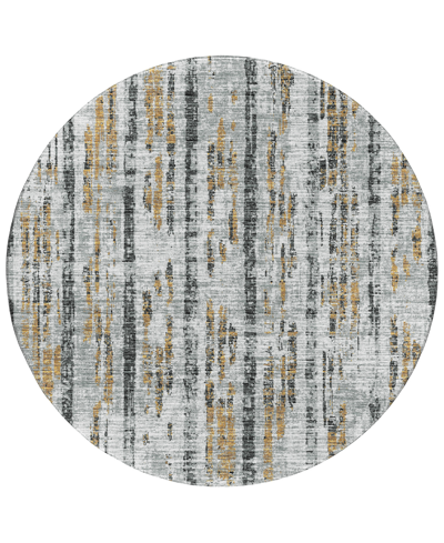 Addison Rylee Outdoor Washable Ary36 8' X 8' Round Area Rug In Silver