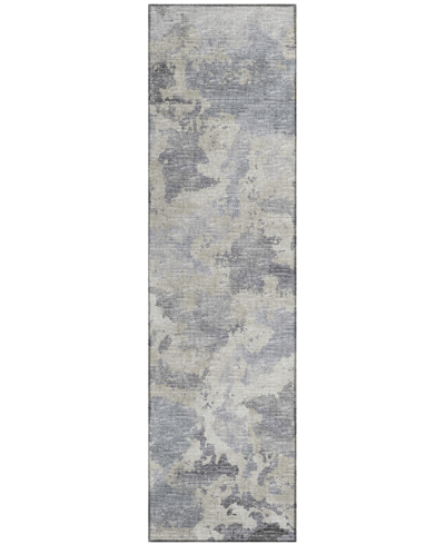 Addison Accord Outdoor Washable Aac32 2'3" X 7'6" Runner Area Rug In Gray