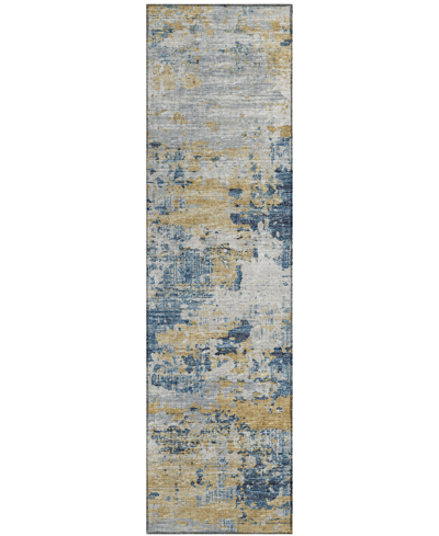 Addison Accord Outdoor Washable Aac34 2'3" X 7'6" Runner Area Rug In Blue