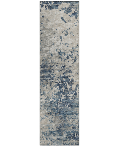 Addison Accord Outdoor Washable Aac35 2'3" X 7'6" Runner Area Rug In Blue