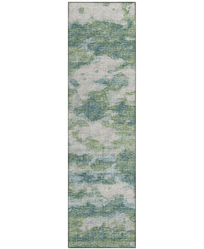 Addison Accord Outdoor Washable Aac36 2'3" X 7'6" Runner Area Rug In Green