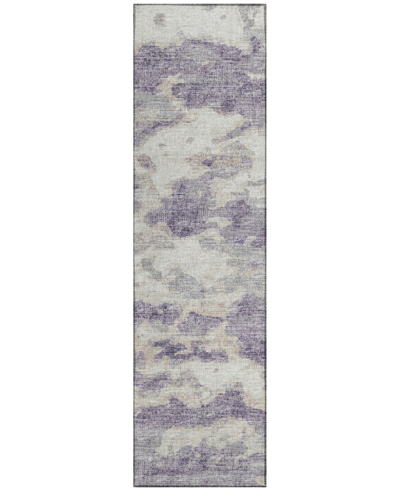 Addison Accord Outdoor Washable Aac36 2'3" X 7'6" Runner Area Rug In Purple