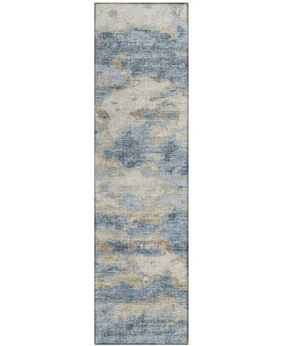 Addison Accord Outdoor Washable Aac36 2'3" X 7'6" Runner Area Rug In Blue