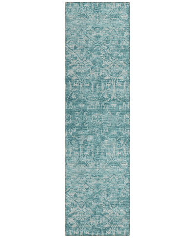 Addison Othello Outdoor Washable Aot31 2'3" X 7'6" Runner Area Rug In Blue