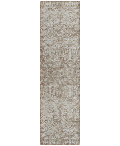 Addison Othello Outdoor Washable Aot31 2'3" X 7'6" Runner Area Rug In Taupe