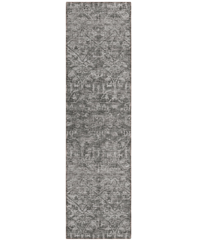 Addison Othello Outdoor Washable Aot31 2'3" X 7'6" Runner Area Rug In Charcoal