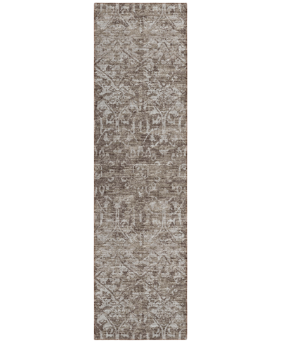 Addison Othello Outdoor Washable Aot31 2'3" X 7'6" Runner Area Rug In Brown