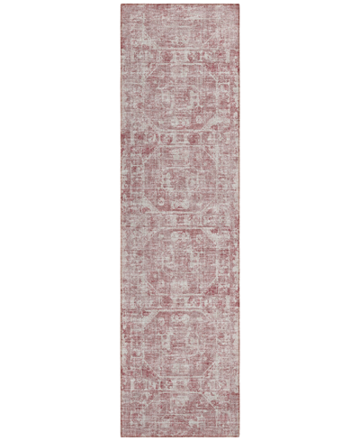 Addison Othello Outdoor Washable Aot32 2'3" X 7'6" Runner Area Rug In Pink