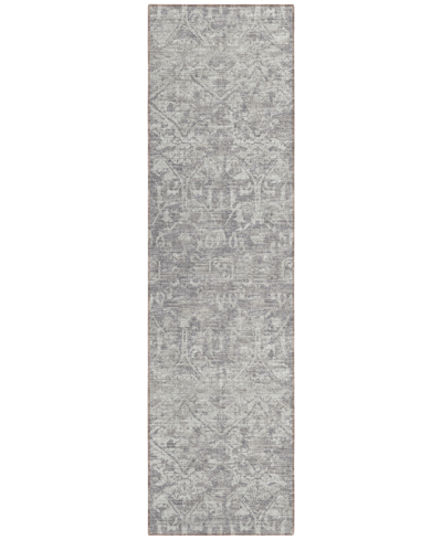 Addison Othello Outdoor Washable Aot31 2'3" X 7'6" Runner Area Rug In Gray