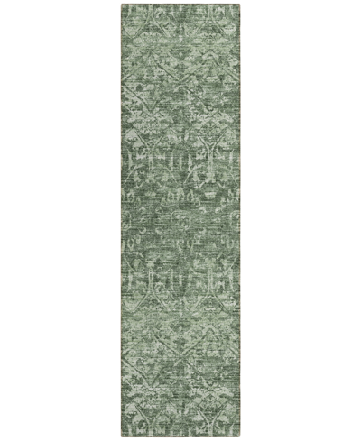 Addison Othello Outdoor Washable Aot31 2'3" X 7'6" Runner Area Rug In Green