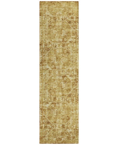 Addison Othello Outdoor Washable Aot32 2'3" X 7'6" Runner Area Rug In Maize