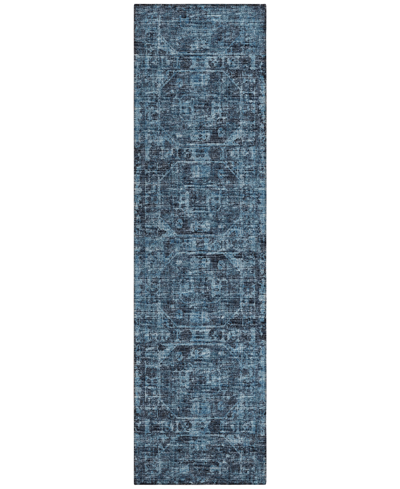 Addison Othello Outdoor Washable Aot32 2'3" X 7'6" Runner Area Rug In Navy
