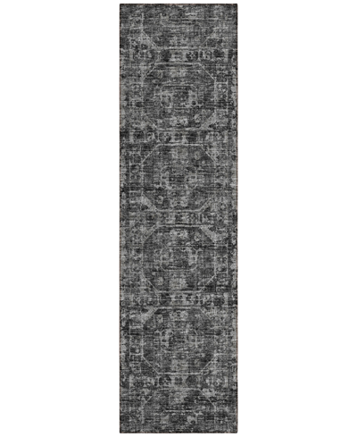 Addison Othello Outdoor Washable Aot32 2'3" X 7'6" Runner Area Rug In Black