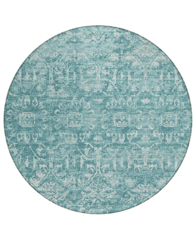 Addison Othello Outdoor Washable Aot31 8' X 8' Round Area Rug In Blue
