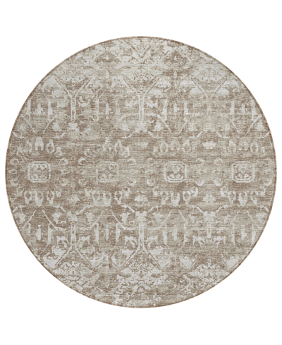 Addison Othello Outdoor Washable Aot31 8' X 8' Round Area Rug In Taupe