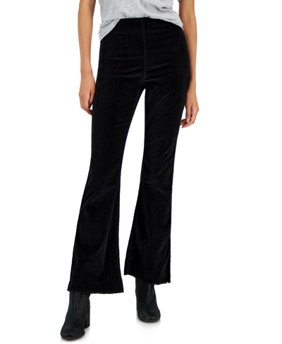 Tinseltown Juniors' High-rise Pull-on Corduroy Flare Pants In Black