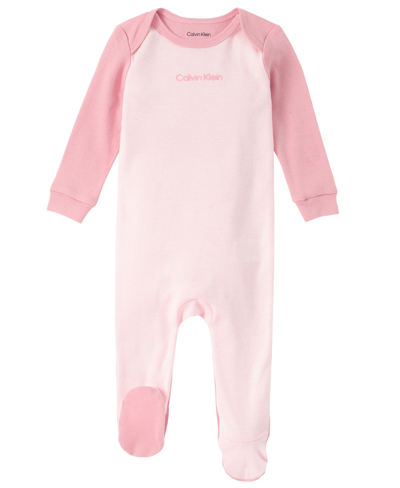 Calvin Klein Baby Boys Or Girls Organic Cotton Footed Coverall In Pink