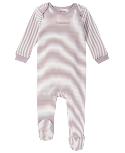 Calvin Klein Baby Boys Or Girls Organic Cotton Footed Coverall In Grey Mist