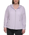 CALVIN KLEIN PERFORMANCE PLUS SIZE RUCHED-SLEEVE ZIP HOODIE