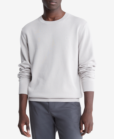 Calvin Klein Men's Smooth Cotton Monogram Logo Sweater In Porpoise