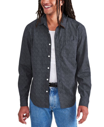 Dockers Men's Long-sleeve Regular-fit Printed Casual Shirt In Navy Blazer Print