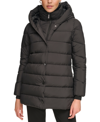 CALVIN KLEIN WOMEN'S BIBBED HOODED PUFFER COAT, CREATED FOR MACY'S