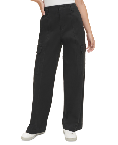 Calvin Klein Jeans Est.1978 Women's Super-high-waist Wide-leg Cargo Pants In Black