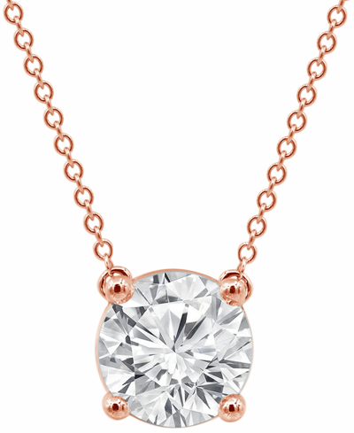 Badgley Mischka Certified Lab Grown Diamond Solitaire 18" Pendant Necklace (3 Ct. T.w.) In 14k Gold In Rose Gold