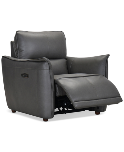 Furniture Polner 39" Leather Power Motion Chair, Created For Macy's In Charcoal
